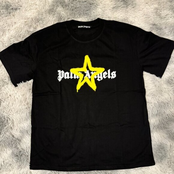Palm Angels Other - Palm Angels Yellow Grafitti Star Logo Black T-Shirt Size Large